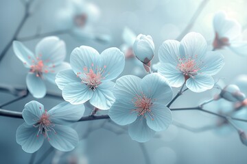Beautiful spring blossom. Floral background. Blue toned