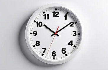 white clock hanging on the wall