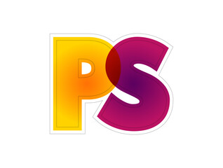 PS Post Script is an afterthought, thought that is occurring after the letter has been written and signed, colourful acronym text concept background