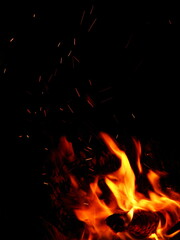 Fototapeta na wymiar flame of fire at night