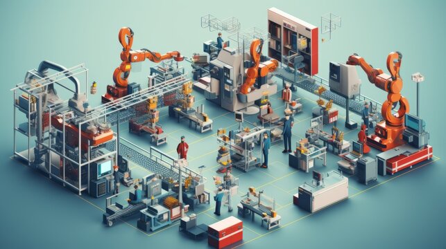 Efficient factory automation: innovative machine tools and devices in action - royalty-free stock image on adobe stock