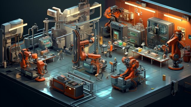 Efficient factory automation: innovative machine tools and devices in action - royalty-free stock image on adobe stock