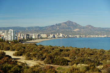 Fototapeta na wymiar The panorama of San Juan beach in Alicante, Spain