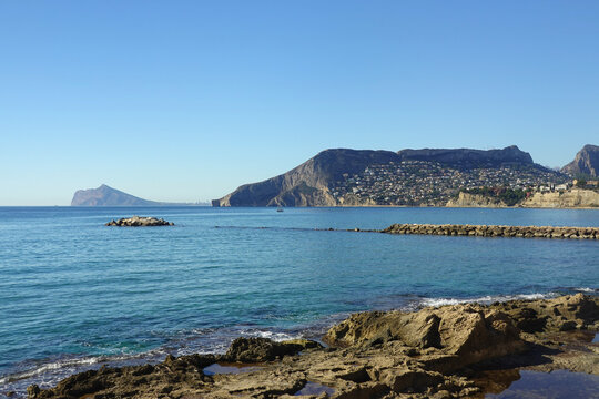 The panorama of the sea from Calp town, Spain
