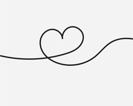 One continuous drawing of heart and color shape love sign. Thin contour and romantic symbol for greeting card and web banner in simple linear style. Editable stroke. Doodle outline vector. Vector file