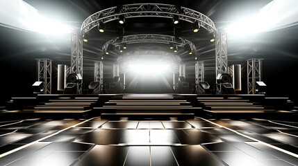 Interior Aluminum truss Stage and Lighting Design for all event - obrazy, fototapety, plakaty