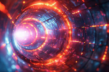 Obraz premium Futuristic Data Tunnel Visualization Depicting High-Speed Information Transfer