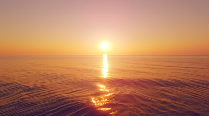 Serene Sunrise Over Ocean: Golden Light Reflecting on Tranquil Waters