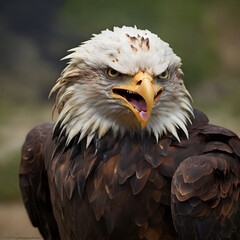 Bald eagle gliding against blue sky