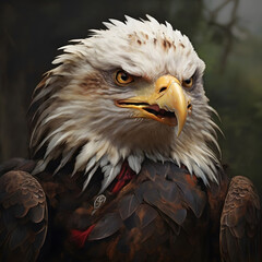 Fototapeta premium Bald eagle gliding against blue sky