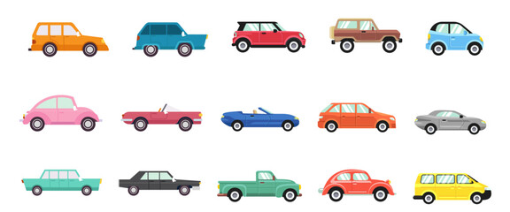 set of a classic car vector illustration
