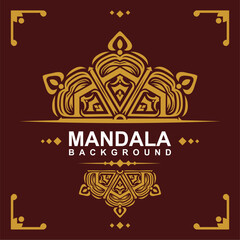 Golden frame with mandala art background