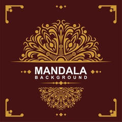 Golden frame with mandala art background