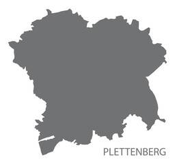 Plettenberg German city map grey illustration silhouette shape