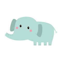 Elephant animal icon. Cute cartoon kawaii baby character. Funny face head. Notebook cover tshirt sticker poster print. Greeting card print template. Childish style. White background. Flat design.