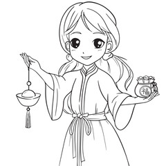 Chinese girl with lantern rite festival