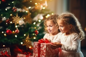 Fototapeta na wymiar Christmas gift box decorations