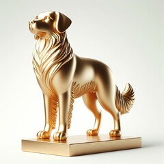 Gold 3D model of the Thai zodiac animal: Dog on a white background.