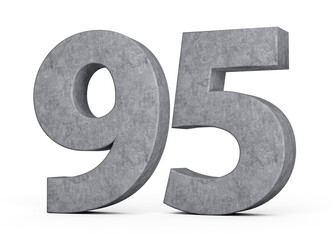 3d Concrete Number Ninety five 95 Digit Made Of Grey Concrete Stone On White Background 3d Illustration