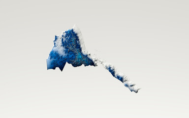 3d Deep Blue Water Eritrea Map Shaded Relief Texture Map On White Background 3d Illustration
