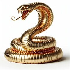 Gold 3D model of the Chinese zodiac animal: snake on a white background.