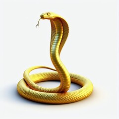 Fototapeta premium Gold 3D model of the Chinese zodiac animal: snake on a white background.