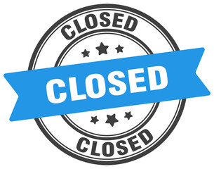 closed stamp. closed label on transparent background. round sign