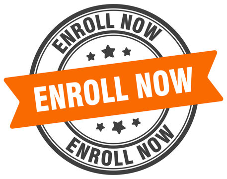 enroll now stamp. enroll now label on transparent background. round sign