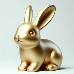 Gold 3D model of the Thai zodiac animal: Rabbit on a white background.