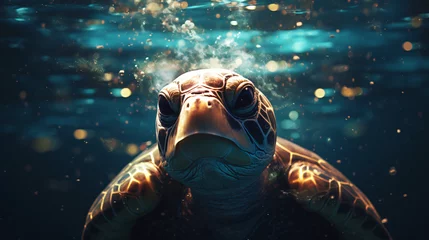 Foto op Plexiglas A turtle swimming in the ocean. © Ashley