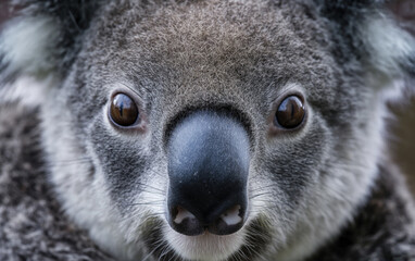 Koala face close up. Generative AI