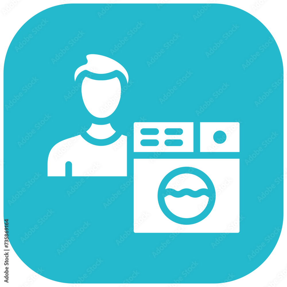 Wall mural Man Doing Laundry vector icon illustration of Housekeeping iconset.