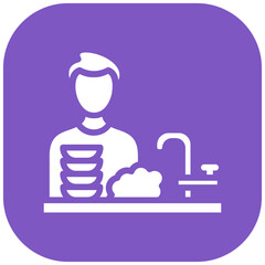 Man Washing Dishes vector icon illustration of Housekeeping iconset.