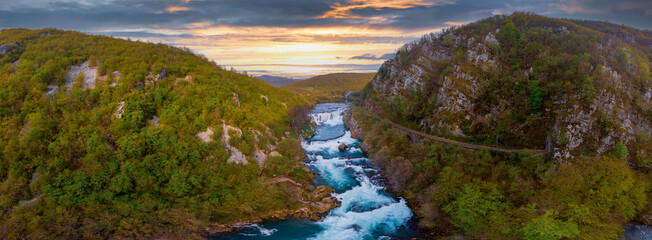 Waterfall Strbacki Buk on Una river in Bosnia - obrazy, fototapety, plakaty