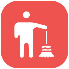 Man Sweeping Floor vector icon illustration of Housekeeping iconset.