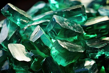 Poster Emerald Pile, Green Crystals, Expensive Gemstones Closeup, Green Shiny Diamonds, Fantasy Mineral © artemstepanov