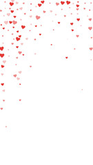 Red hearts scattered on white background.