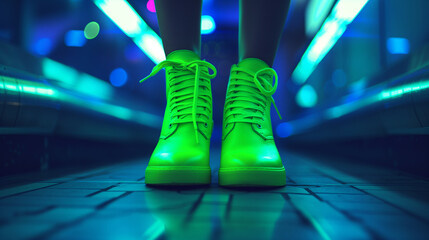 Trendy neon green shoes,ai