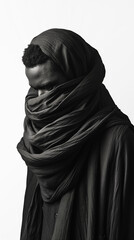 Fototapeta na wymiar person in black scarf,ai