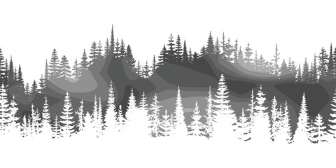 Coniferous forest, natural border, isolated on white background  © Valerii