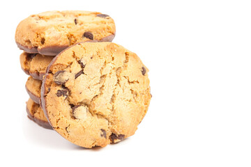 Chocolate chip cookie isolated on white