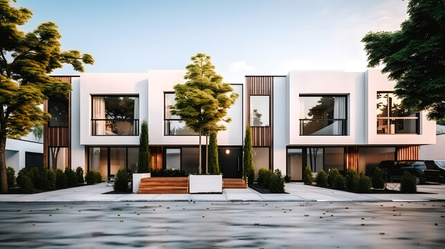 Fa&ccedil;ades de maisons d'habitation contemporaines