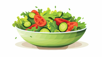 Salad bowl food on white background flat vector.