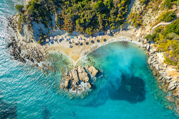 Beautiful Xigia sandy beach on Zakynthos island, Ionian sea, Greece.