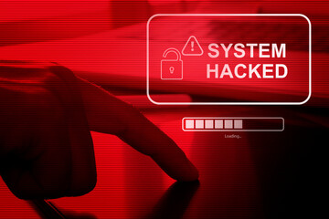 system hacked alert , hacker attack ,  cyber crime detection