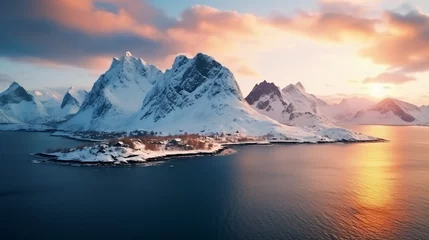Foto op Canvas Aerial view of the Lofoten Islands, Norway. © Ashley