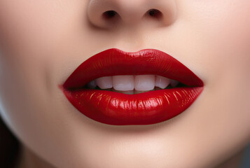 Woman Lips Closeup, Red Lipstick Makeup, Beautiful Mouth Make-Up, Model Girl Lip, Lips Macro