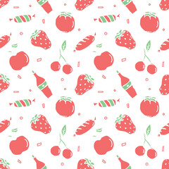 Seamless food pattern. Doodle food background