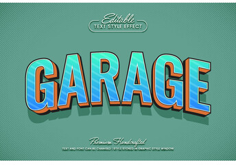 Obraz premium Garage 3D vector text effect retro graphic style. Editable vector headline and title template.