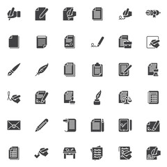 Document writing vector icons set